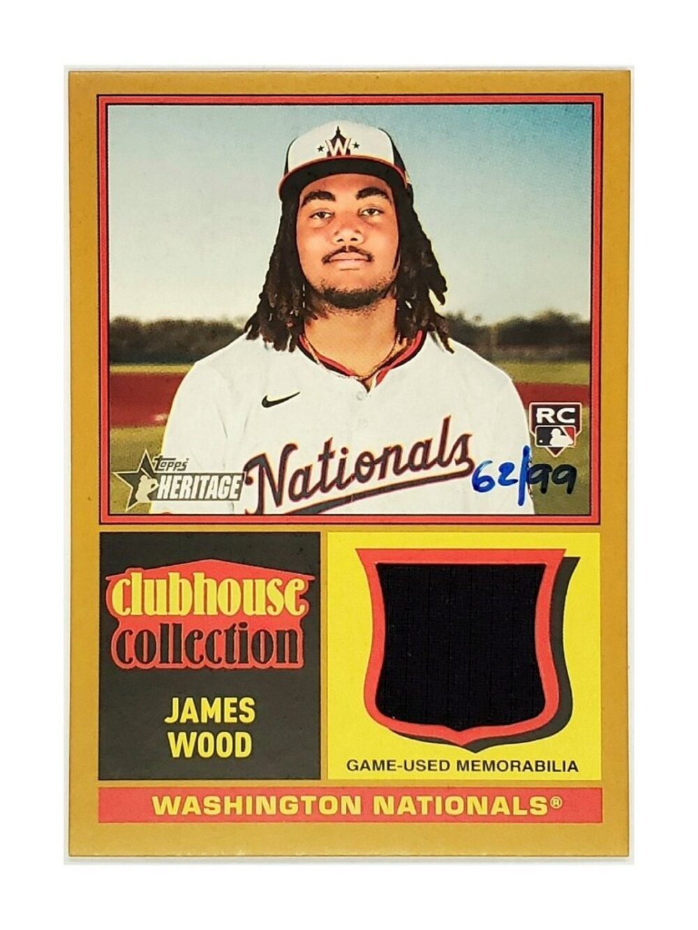 JAMES WOOD ROOKIE JERSEY RELIC GOLD SP 2025 TOPPS HERITAGE CLUBHOUSE COLLECTION
